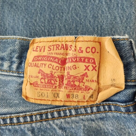 Levi's 501XX Button Fly Straight Leg Mens Jeans Tag Size 38x34 Grade B!-04-b - Picture 3 of 3